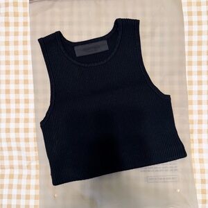 Essentials Charcoal Ribbed Knit Top